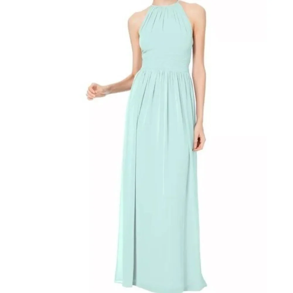 Levkoff Mint High Neckline Sleeveless Maxi Dress / Gown Size 8
